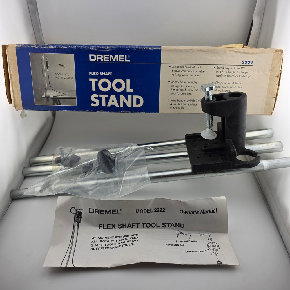 Dremel Flex-Shaft Tool Stand Model 2222 Adjustable Height Silver Black Like New